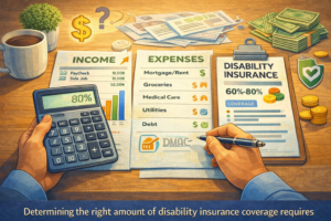 Illustration representing how individuals evaluate disability insurance coverage needs.